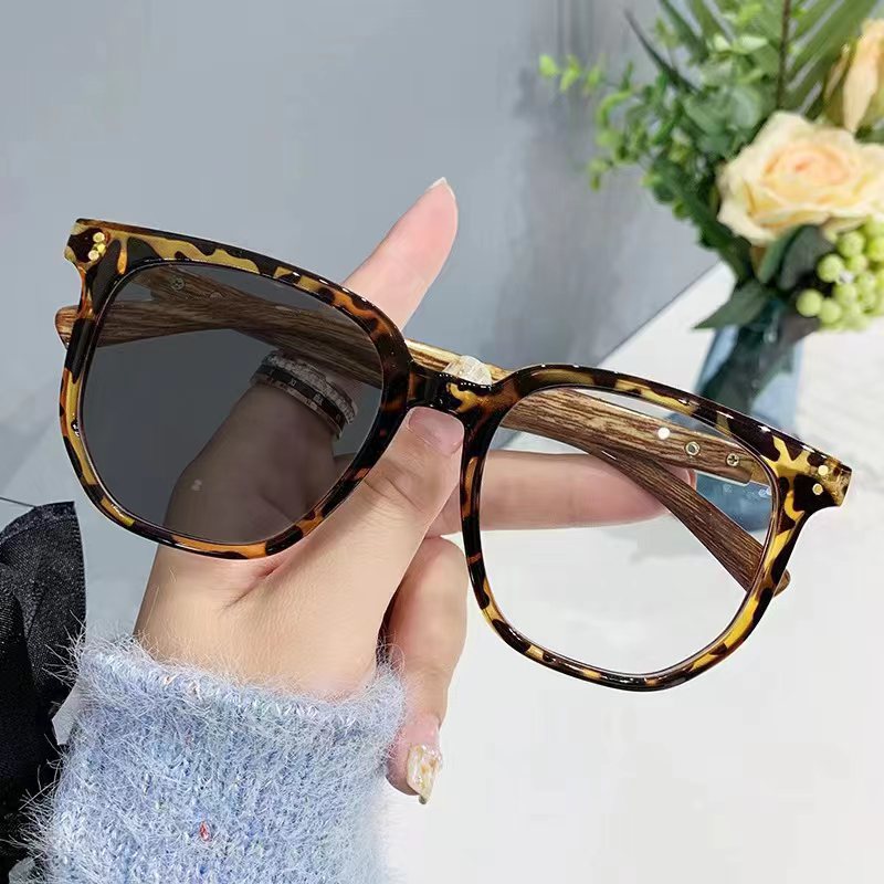 gris personalizado nuevo ligno protector de la cara gafas de luz azul retrógrado gran marco gafas de moda casual