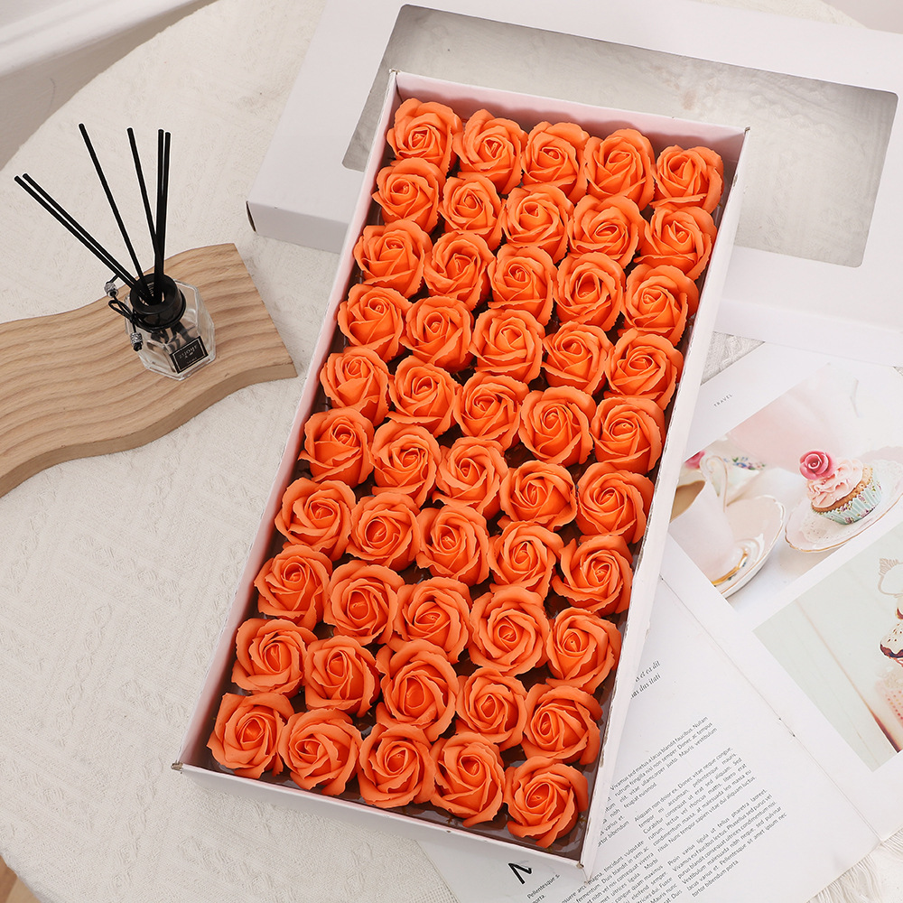 Nuevo 520 Día de San Valentín tres capas rosa flor eterna cabeza colorida jabón flor caja de regalo ramo flor tienda suministros al por mayor