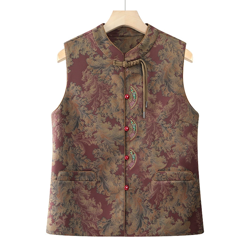 Весенне-осенний новый стильный топ в китайском стиле с пуговицами для мамы, бабушки и старушки, верхняя одежда на талии, куртка, жилет