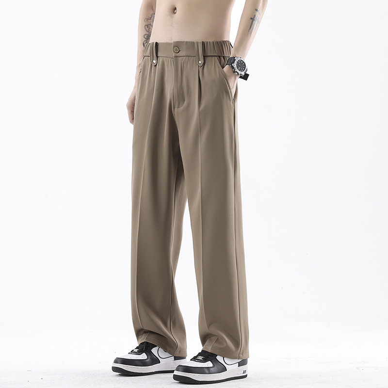 Shanggu Men's Clothing: Smooth, Wrinkle-Resistant, Non-Binding, Drapey Suit Pants, Ice Silk Cool Casual Pants for Men, Summer Thin Style