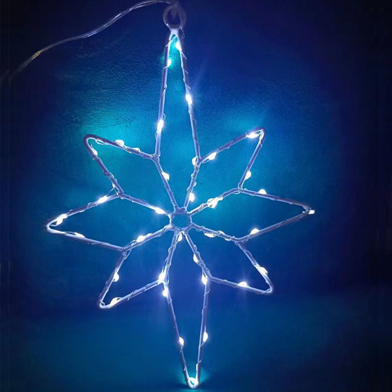 LED Iron Style Light Five-pointed Star Clover Polaris Snowflake Christmas Tree Window Indoor and Outdoor Decorative Light