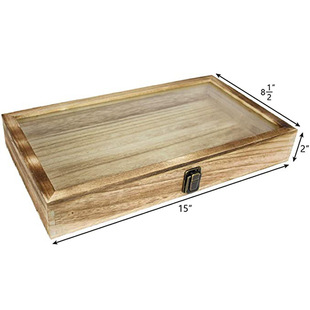 Products square storage jewelry bamboo wood jewelry storage rectangular wooden jewelry products factory display glass transparent