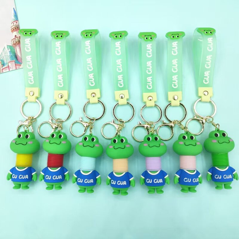 New Frog Retractable Neck Keychain Soft Doll Stress Relief Toy Original Bag Keychain Pendant