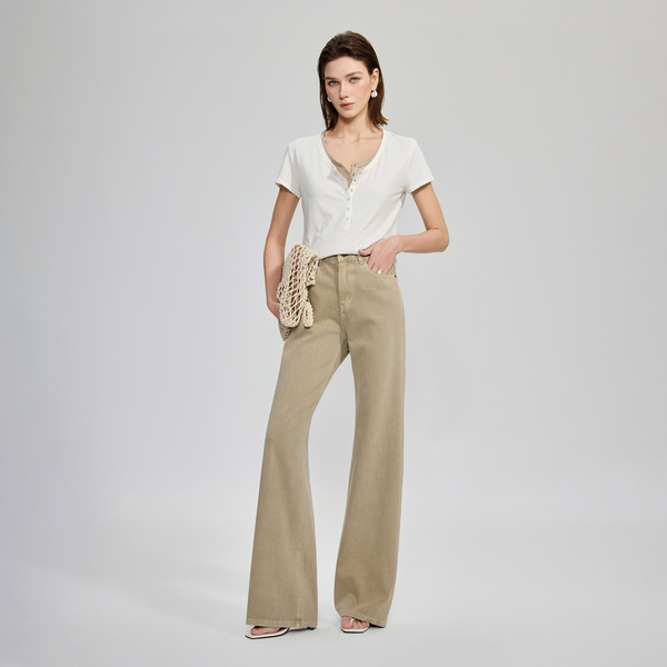 Jiye Tencel four-way stretch "supermodel pants" Maillard retro…