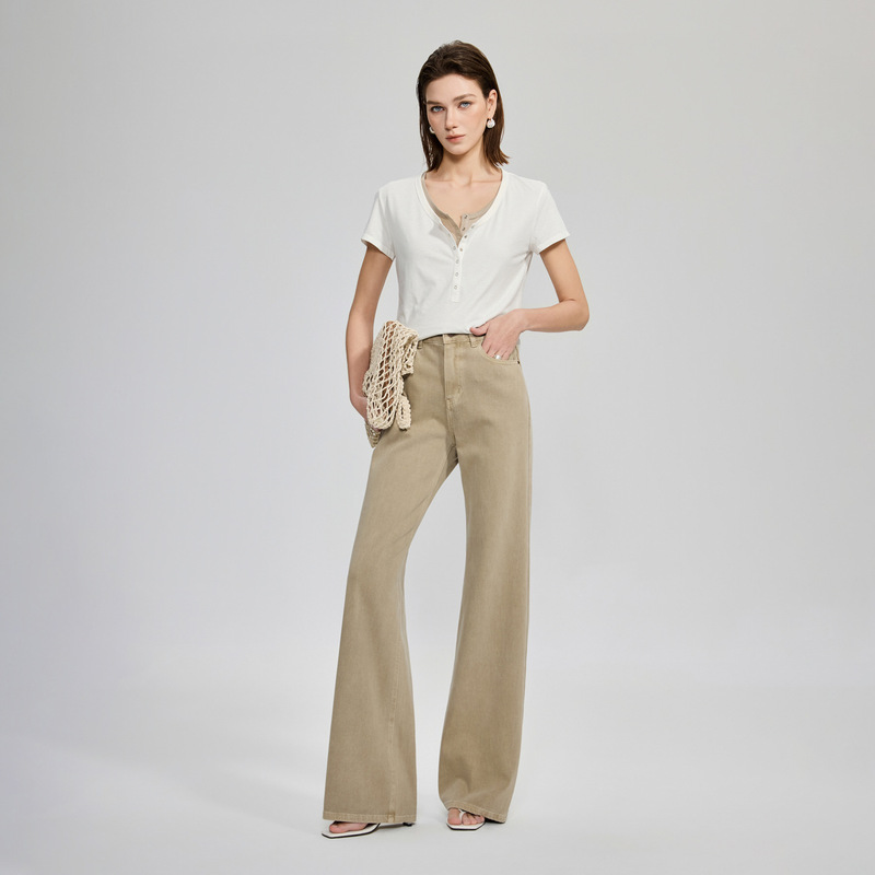 Tencel Four-Way Stretch "Supermodel Pants" Melard Retro Flared Pants for Women 2026 Spring Slimming Khaki Denim Tencel Four-Way Stretch "Supermodel Pants" Melard Retro Flared Pants for Women 2026 Spring Slimming Khaki Denim