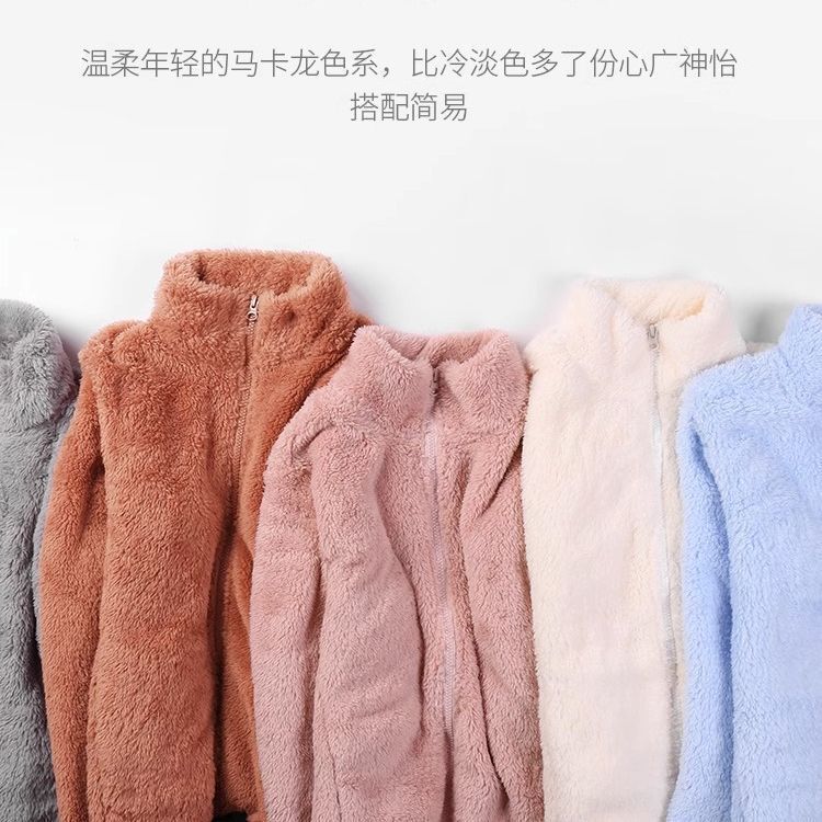Homewear Pajamas Plus-Size Fleece Jacket for Men and Women, Women's Autumn and Winter New Korean Style Thick Sweatshirt, Trendy on Instagram