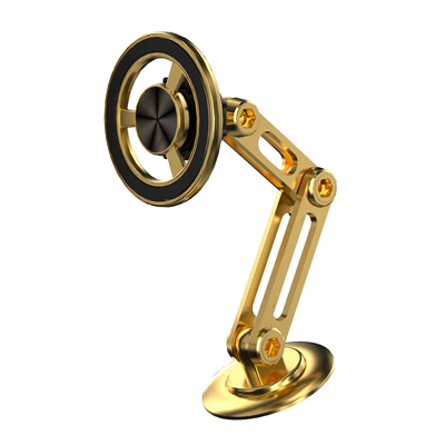 Car phone holder Metal Magsafe Magnetic Foldableing - gold-equipped-with-2-hidden-magnetic-rings-2-spare-glue