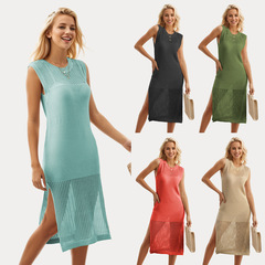 2024 Summer New Arrival: Trendy European & American-Style Hollowed-Out Streetwear Knitted Vest Dress—Hot Seller on Cross-Border Independent Websites