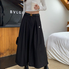 ce 压褶阔腿裤经典凯旋门牌牌装饰搭配腰带女25早秋8月新品裙裤