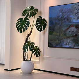 ✅龟背竹绿植轻奢客厅室内仿生假花树大型落地盆