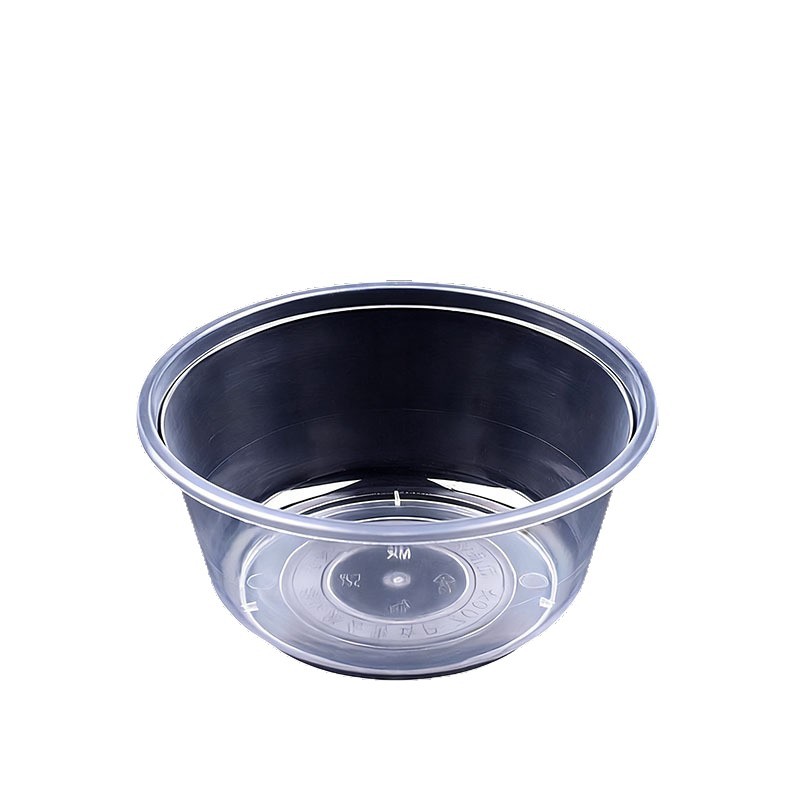 Tazón desechable sin tapa gruesa caja de comedor de plástico transparente PP tazón de arroz redondo de grado alimenticio 1000ml tazón de plástico