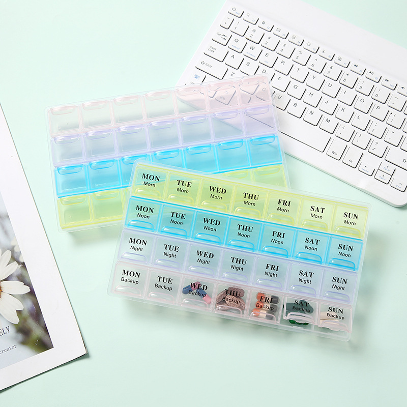 大容量28格虹薬箱週7日月携帯錠剤分注箱携帯薬品収納箱|undefined