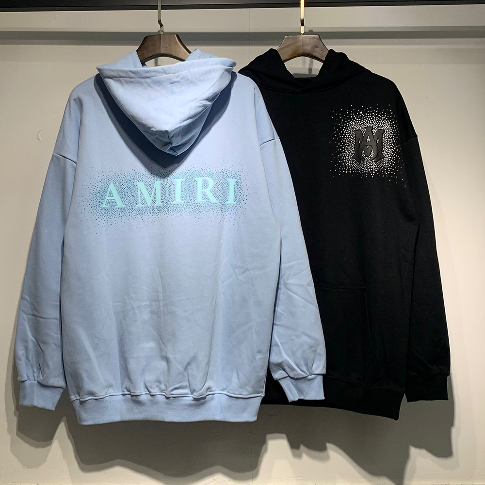 AMIRI suéter colección de letras de impresión transfronterizas 360 gramos de anillo masculino suelto casual sudadera encapuchada