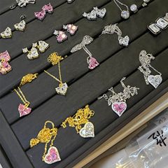 愛心系列S925純銀項鍊耳釘女鑲嵌鋯石心形吊墜設計情人節禮物