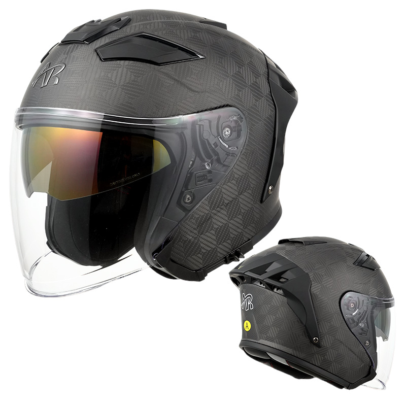 3/4 Helmet, Motuoche Motosiklet kaskı (dəbilqə) - 12k-matte-black-transparent-lens-m