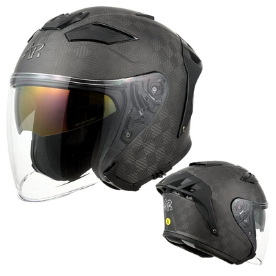 Electric Vehicle Half Helmet Motorcycle, Motosiklet kaskı (dəbilqə) - 12k-matte-black-transparent-lens-m