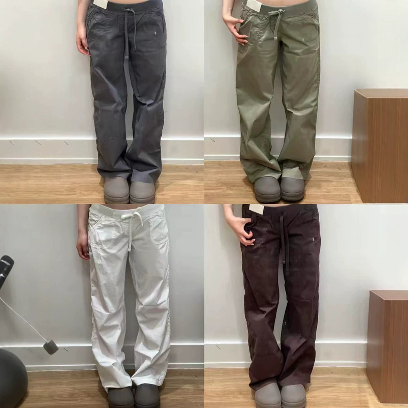 Little Seagull's New Summer Style American-Style Work Pants, Thin Low-Waist Tie-Up Straight Wide-Leg Pants for Women, Loose Casual Long Pants Little Seagull's New Summer Style American-Style Work Pants, Thin Low-Waist Tie-Up Straight Wide-Leg Pants for Women, Loose Casual Long Pants