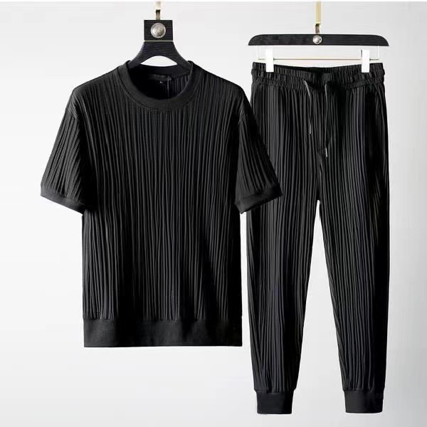 Polyester Fabric Type Men's Solid Color Pants Sets Men's Clothing