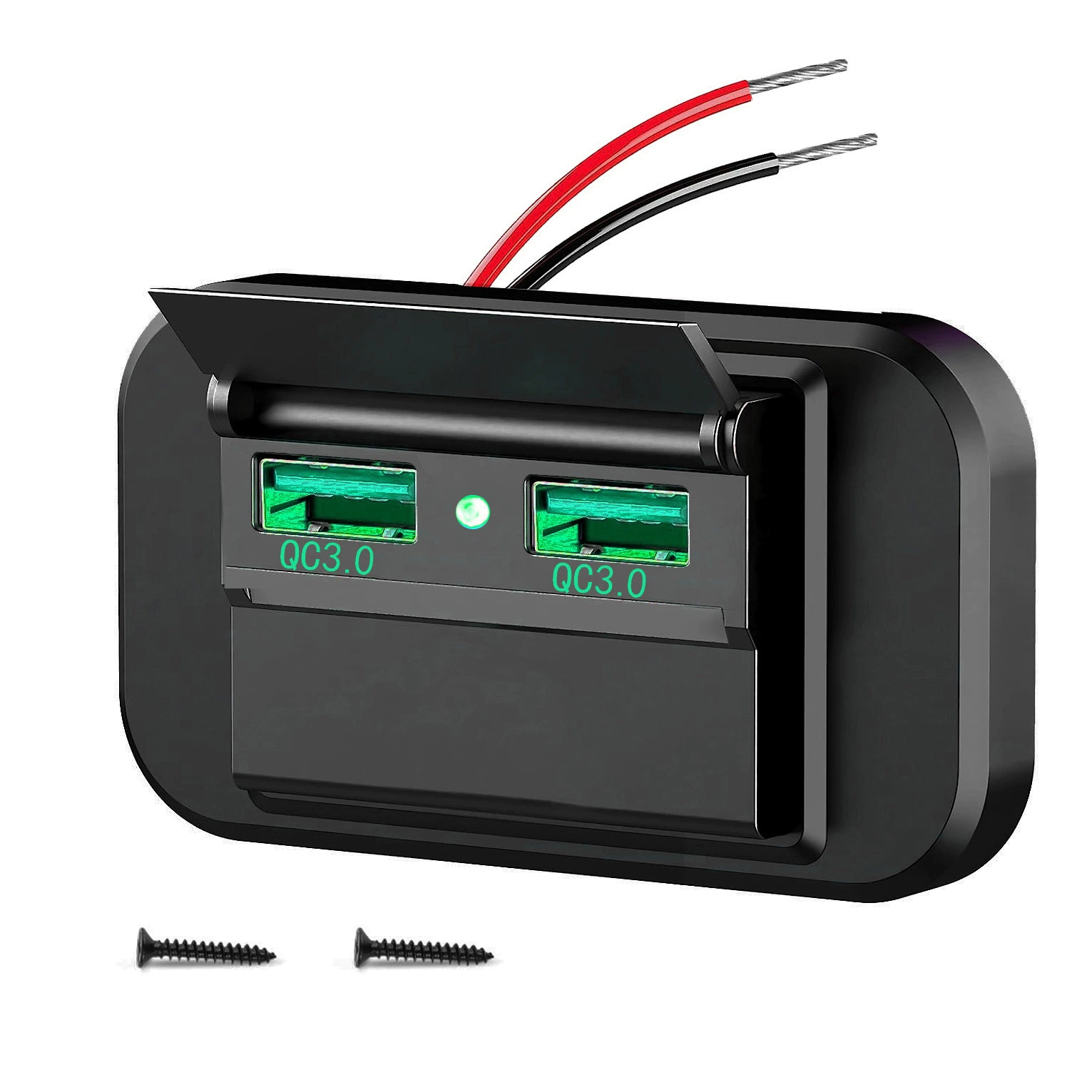 Nuevo RV bus teléfono móvil dual USB cargador socket 12-24V entrada modificación dual qc3.0 con prensa