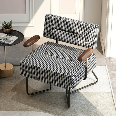 千鳥格單人沙發休閑椅北歐客廳臥室現代簡約懶人老虎椅輕奢單人椅