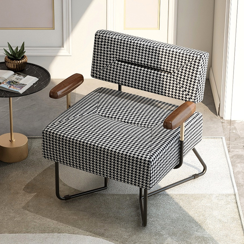 千鳥格單人沙發休閑椅北歐客廳臥室現代簡約懶人老虎椅輕奢單人椅