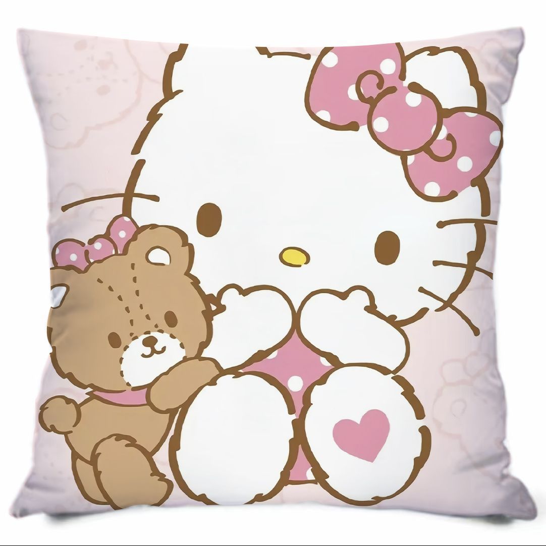 Almohada con estampado de dibujos animados de Sanrio, linda almohada de sofá para dormitorio, cojín de cabecera, cojín de asiento con soporte lumbar para coche