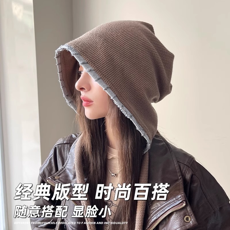 秋冬帽子女款韩系时尚百搭堆堆帽刺绣蝴蝶结休闲毛线帽大头围冷帽|undefined