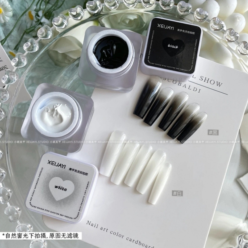 Xiaoying Nail Art - Canned 5g Black and White No-Wash Painted Pat Glue (with Registration) Xiaoying Nail Art - Canned 5g Black and White No-Wash Painted Pat Glue (with Registration)