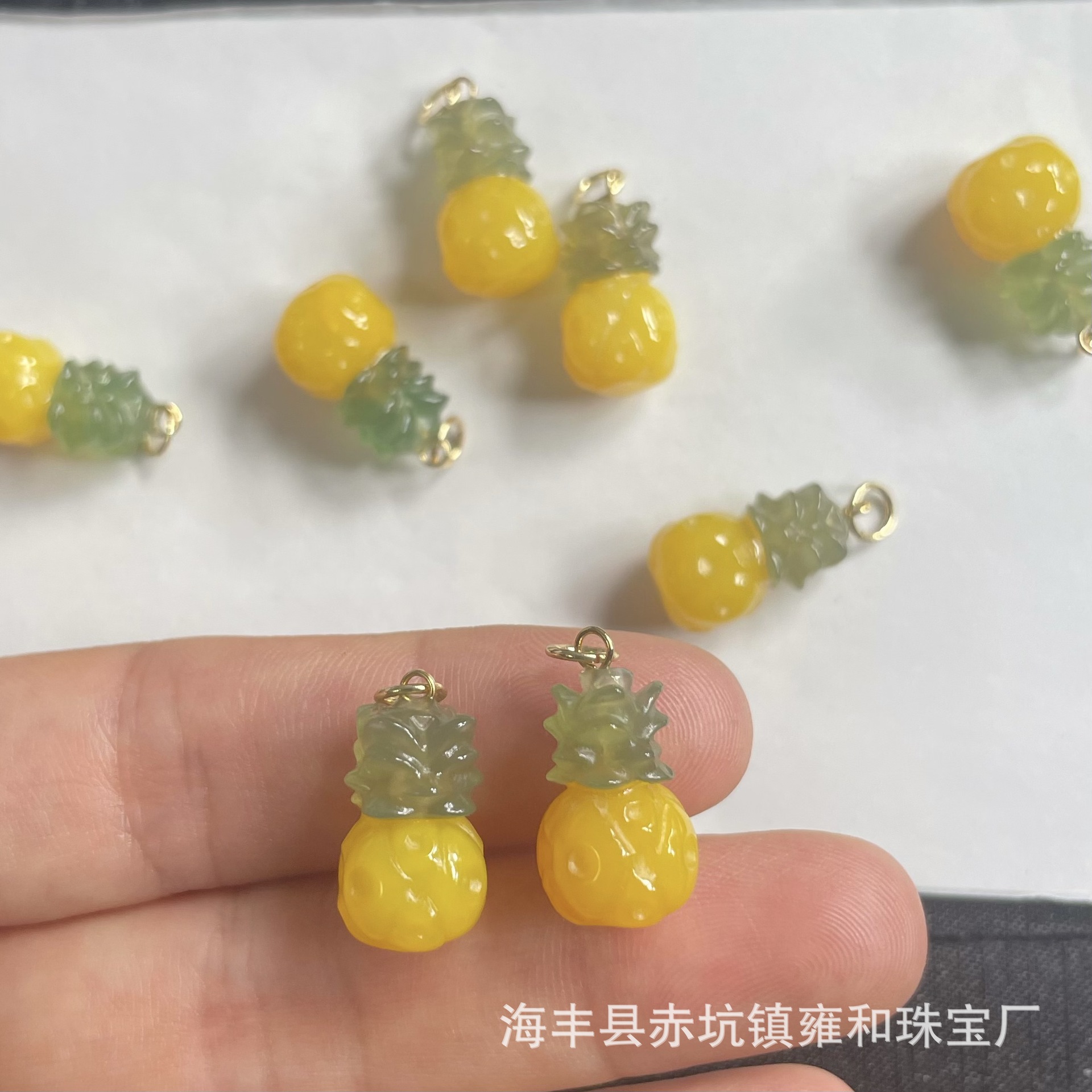 (2개) 노란색 마노 칼세도니 파인애플 펜던트 마노 파인애플 펜던트 목걸이 액세서리 작은 펜던트 작은 슬립