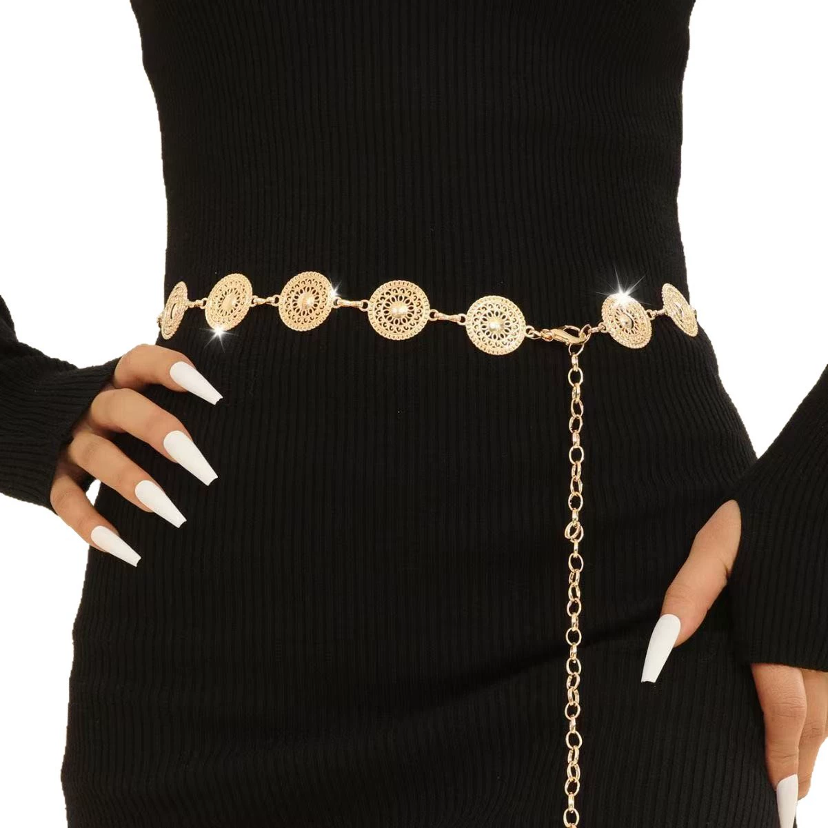 Chain, golden accessory, high-quality style, punk style