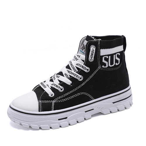 ins high-top canvas shoes for women 2024 spring new Korean version student sneakers women's thick-soled platform casual shoes 1115