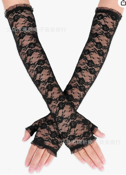厂家直销跨境蕾丝手套大花边露指长款短款有指 夏季新娘手套 防晒|undefined