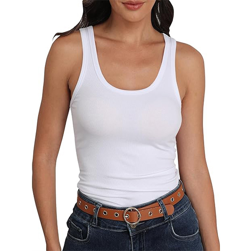 Amazon Women's Sleeveless Low Round Neck Slim Vest Rib Knit Casual Basic Camisole Amazon Women's Sleeveless Low Round Neck Slim Vest Rib Knit Casual Basic Camisole