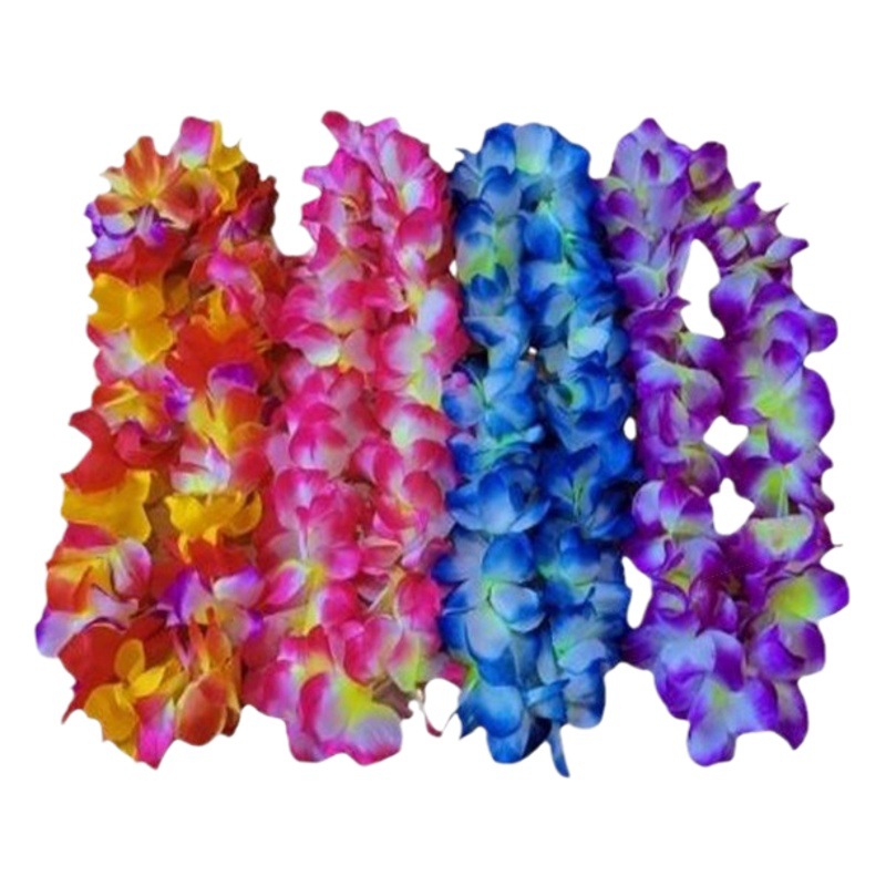 Guirnalda de cuello de 11 cm transfronteriza de tela de poliéster con pétalos simulados, guirnalda colorida grande de cuatro esquinas.