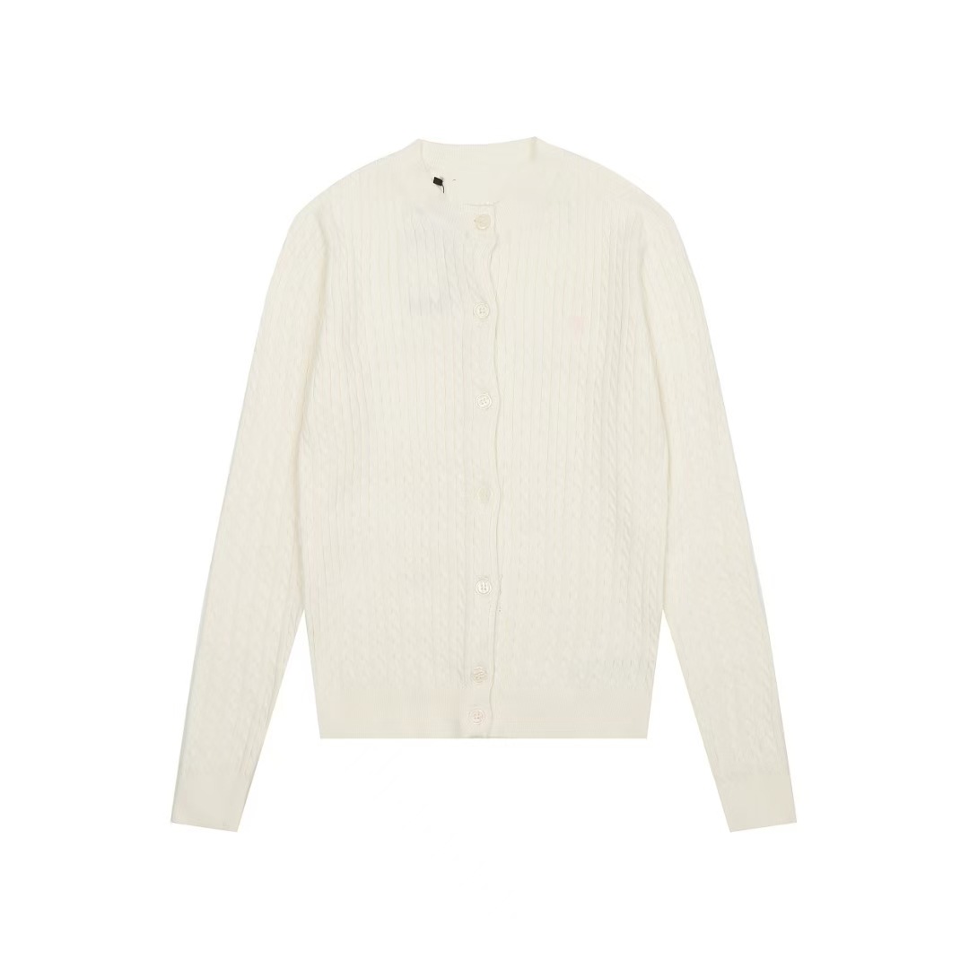 QRコードでスキャン可能〜国境を越えた貿易用RLラルフローレス刺繍入りベーシックで万能な麻編みニットカーディガン長袖