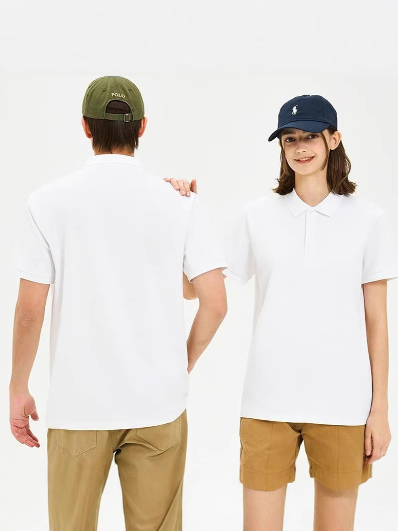 Primavera y verano para hombres y mujeres 7A antibacterianos de manga corta suelta polo suave piel libre de quemar camisa elástica al por mayor