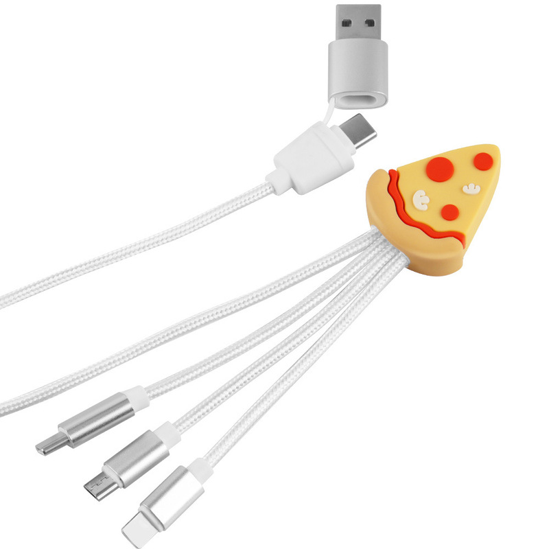 アニメ三合一充電線食品二牽引三頭適用アップル華為安卓Typec携帯電話ケーブル|undefined