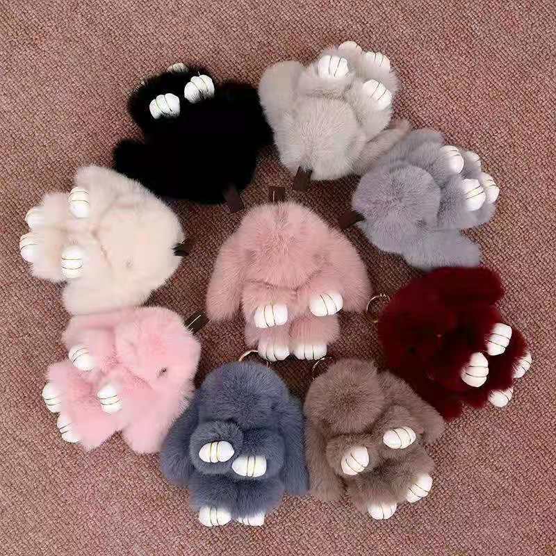 小さなウサギの毛皮ミニチュア装飾品、ウサギの毛皮バッグチャーム、ふわふわで可愛いランドセル、車のキーホルダー飾り|undefined