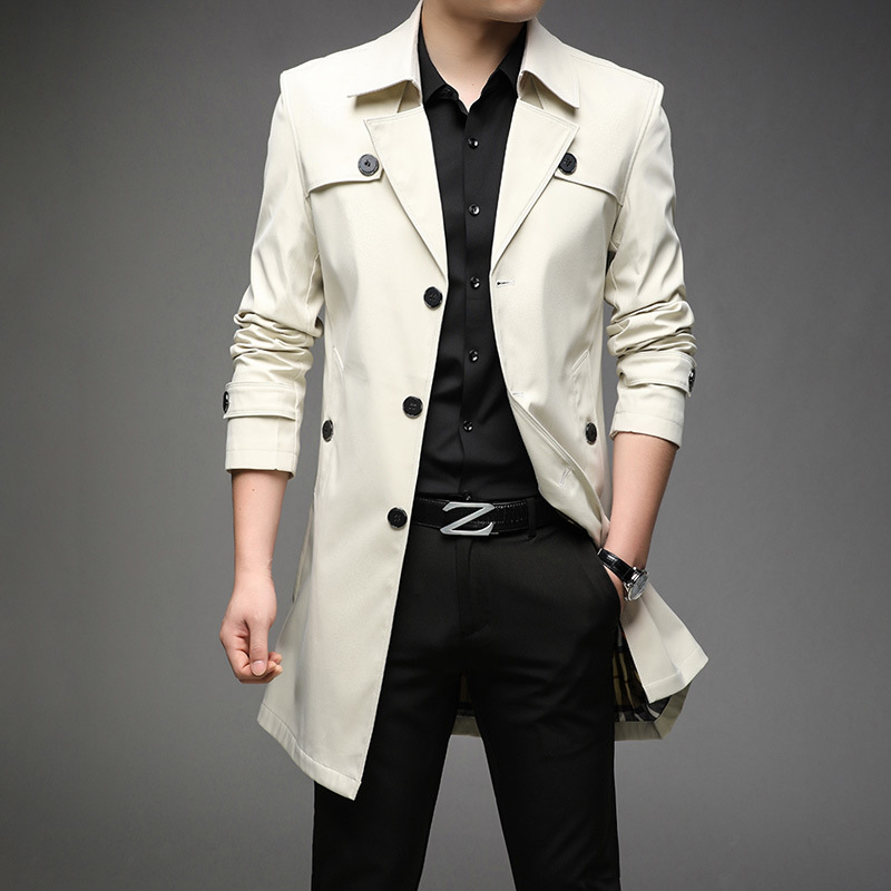 2024 Spring Large Top Men's Youth Solid Color Light Luxury Mid Length Men's Coat 17 Colors_voghion.com