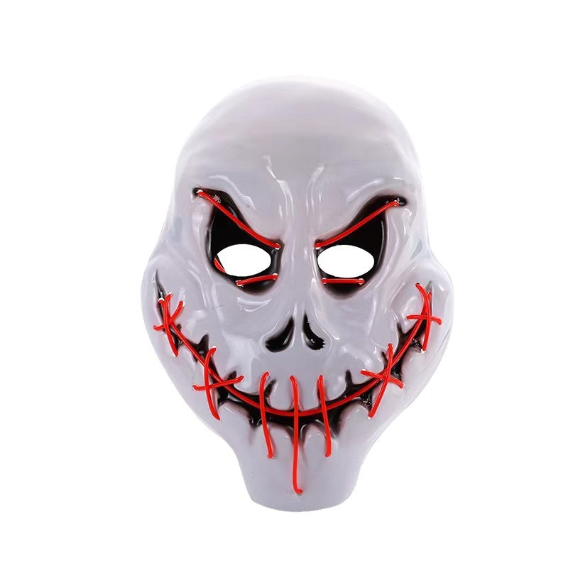 Máscara de sangre de costura de grieta transfronteriza máscara de terror led máscara de luz fría máscara de fiesta de Halloween máscara de esqueleto