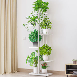 Flower Shelf Indoor Home Living Room Flower Pot Rack Floor-Standing Storage Rack Foldableable Multi-Layer Space-Saving Pothos Shelf