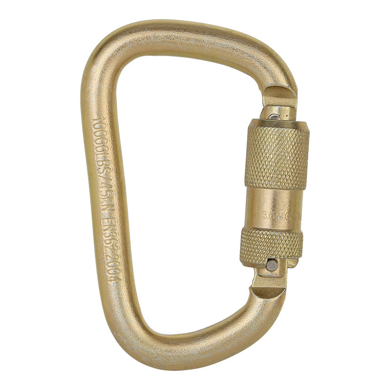 户外攀岩用45KN钢制D型螺旋丝扣登山快挂扣登山救援防坠落D型