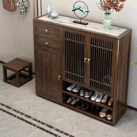 新中式全实木鞋柜乌金木两门玄关柜门口入户客厅隔断收纳柜储物柜