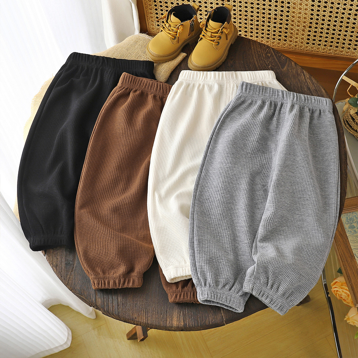 Children's autumn solid color sports fashionable trousers for…