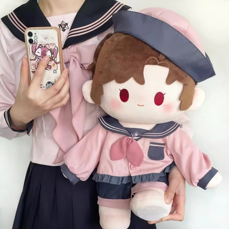 现货40cm厘米娃衣棉花娃娃坐姿一番玩偶换装衣服水手服裙子女夏季|undefined