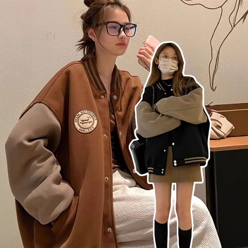 American College Style Baseball Jacket 2026 New Popular Thickened Cardigan for Petite Women, Autumn and Winter Style Sweatshirt American College Style Baseball Jacket 2026 New Popular Thickened Cardigan for Petite Women, Autumn and Winter Style Sweatshirt