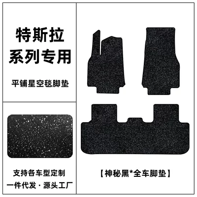 Suitable for Tesla Model Y car floor mats, Model 3 starry sky blanket, and Model YL interior modification and protection (Modelə uyğun ayaqaltı) - tesla-model-y-mysterious-black-full-set-of-car-floor-mats