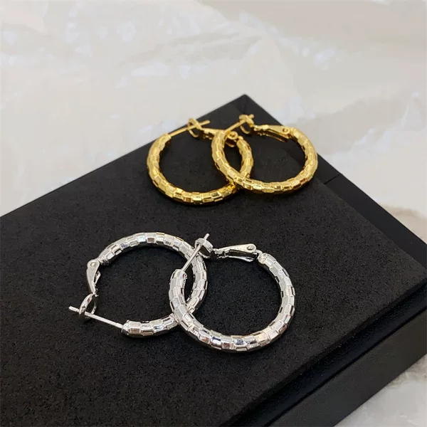 Copper Plated with 18K Gold Plain Hoop Earrings with a Cool Texture, New Style for Women, Simple, High-End, Fashionable and Versatile Earrings