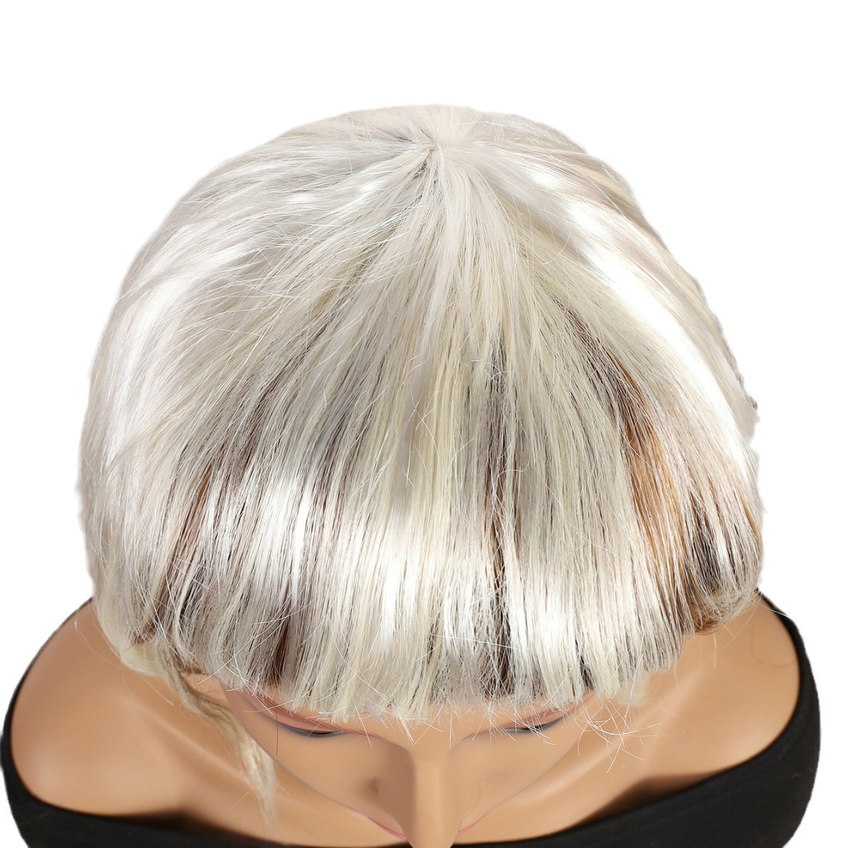 Transfronterizo nuevo color plateado gradiente largo recto 12 pulgadas sin encaje pelo recto europeo y brasileño peluca