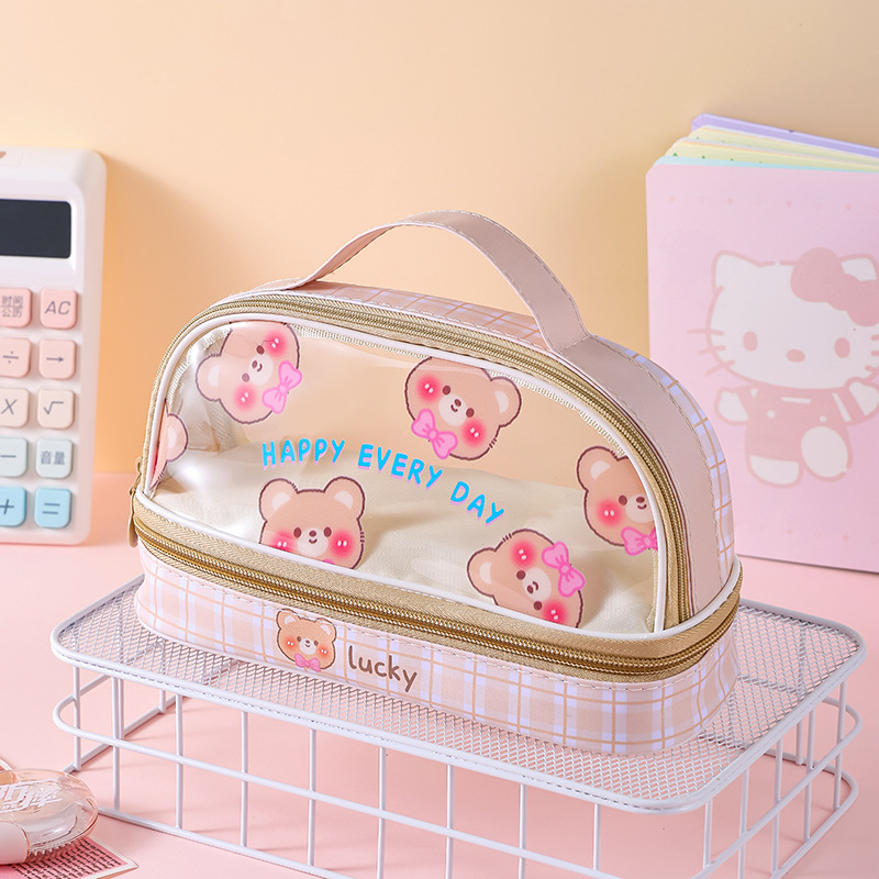 Caso de lápiz de gran capacidad de dibujos animados estudiante al por mayor caja de lápiz Portátil Bolsa de almacenamiento lindo simple bolsa de cosméticos caja de papelería